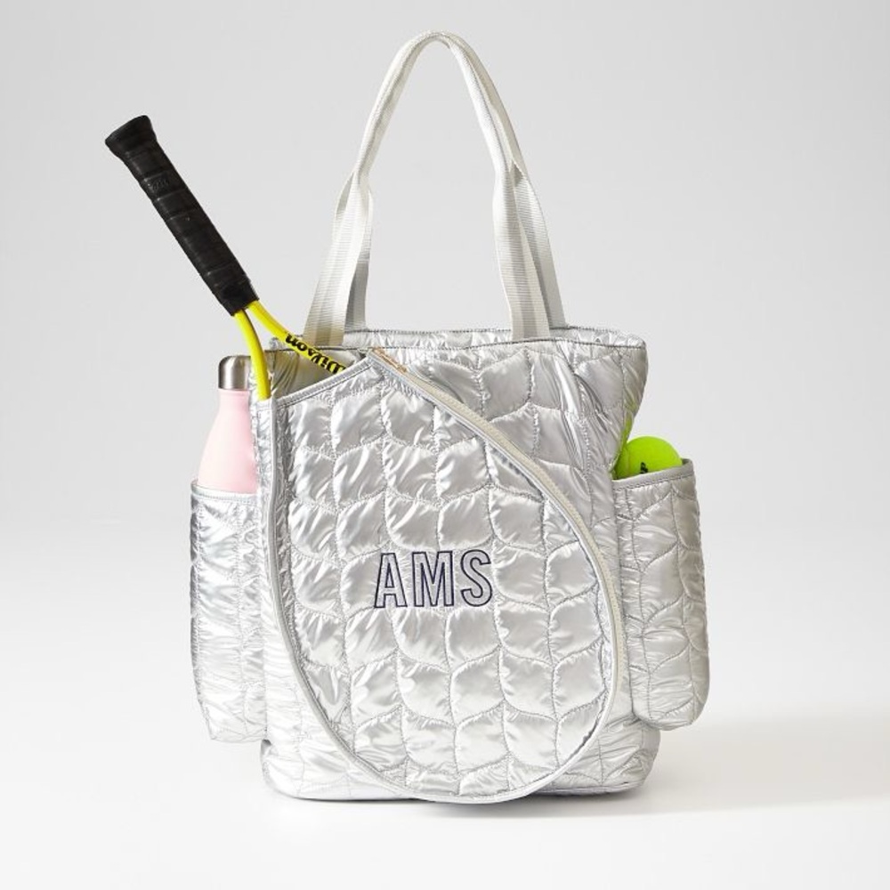 Mark & Graham Silver Metallic Tennis Bag NWT- custom